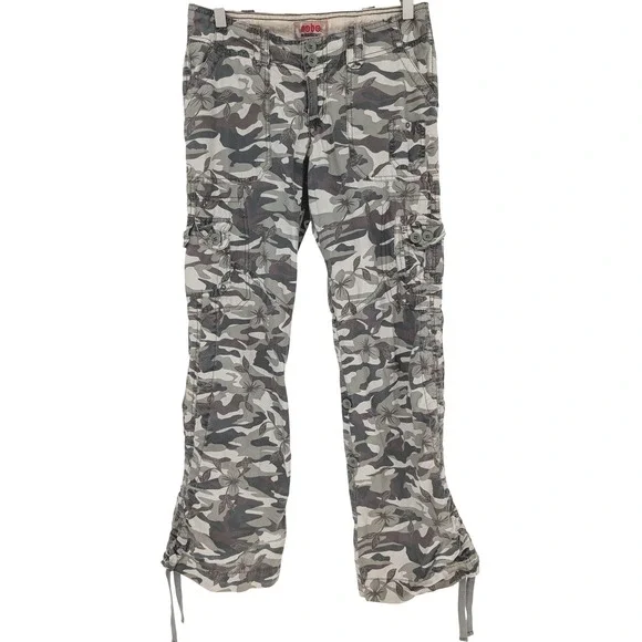 VTG Nobo Low Rise Cargo Pants 5 Floral Camo 90s Y2K Gorpcore Utility Streetwear - Picture 2 of 14